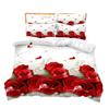 Поставка Постельное белье Шлифованный Трехпредметный набор На заказ Трехпредметный набор с принтом красных роз Пододеяльник Простыни