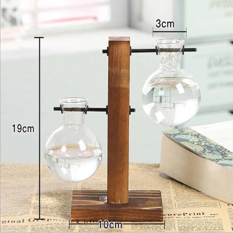 Деревянная рамка, стеклянная гидропонная ваза, домашний бонсай, цветочное растение, цветочный горшок, настольный декор