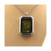 Stones and Minerals. Raw Peridot Necklace. Rectangular Model with Cut Sides.