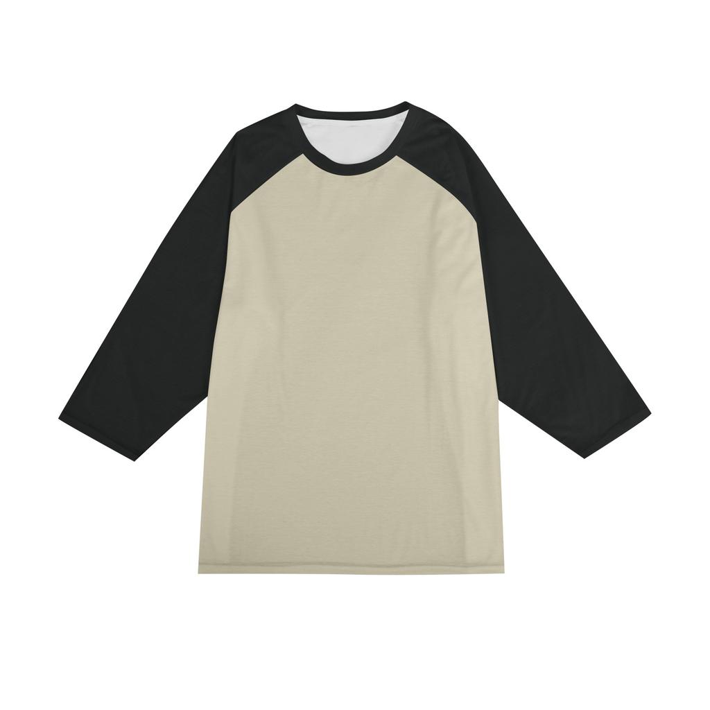 Men's Round Neck Contrast Color Raglan Three-quarter Sleeve Top T-shirt