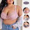 3Pcs Women Plus Size Lace Bras Floral Lingerie Thin Unlined Underwear with Wired 80E 85E 90E 95E 100E 105E