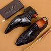 British Business Dress Leather Shoes Real Cowhide Pointed Crocodile Pattern Casual Men'S Shoes Large Size