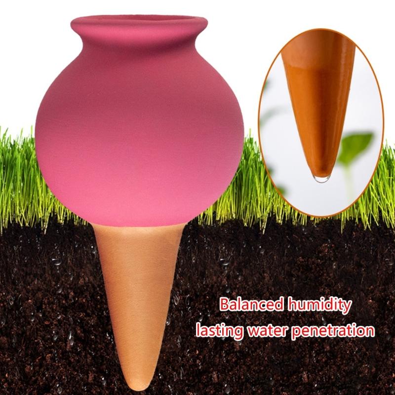 4Pcs Small Wine Bottle Automatic Plant Dripper Terracotta Potted Plant Watering for Indoor Outdoor Garden Yard Warering