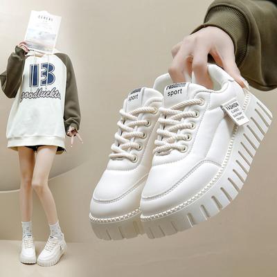 Женские кроссовки на платформе из синтетической кожи на плоской подошве, прогулочная обувь на платформе, теннисные туфли на шнуровке для женщин, удобная повседневная обувь, противоскользящие кроссовки