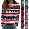 Women's Fashionable Casual Long-sleeved Retro Christmas Snowman Print Round Neck Top