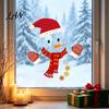 Seasonal Glass Door Stickers Christmas Snowman Static Window Stickers, Removable PVC Decals, Waterproof Clings Winter for Home And Store Holiday Party