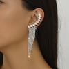 Tassel design with rhinestone embellishments, sparkling wing ear clips, elegant and luxurious party earrings for women