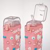 Бутылка для воды Skater Square Straw Bottle M 450 мл с крышкой и плечевым ремнем Sanrio Hello Kitty Большой бант Для девочек Нажимная PSQ5ST-A