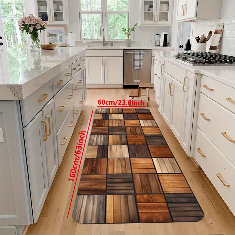 Кухонный коврик с цветным деревянным принтом, мягкий утолщенный кухонный коврик, водонепроницаемый нескользящий маслостойкий напольный коврик, коврик для бега