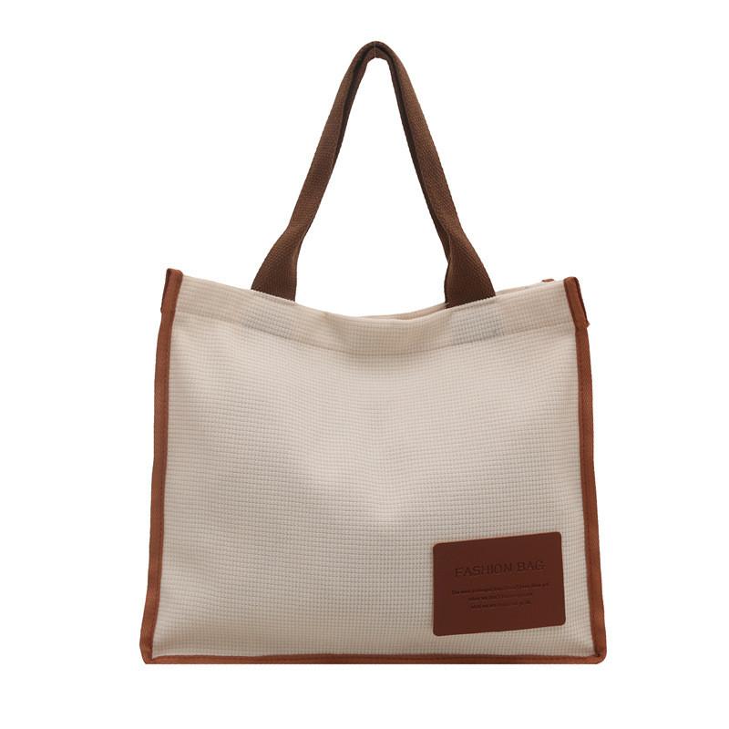 Street Style Canvas Tote Bag With Double Straps Large Capacity For School And Outings