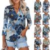 Women's Summer Fashion Casual Print V-Neck Three Quarter Sleeve Shirt Top
