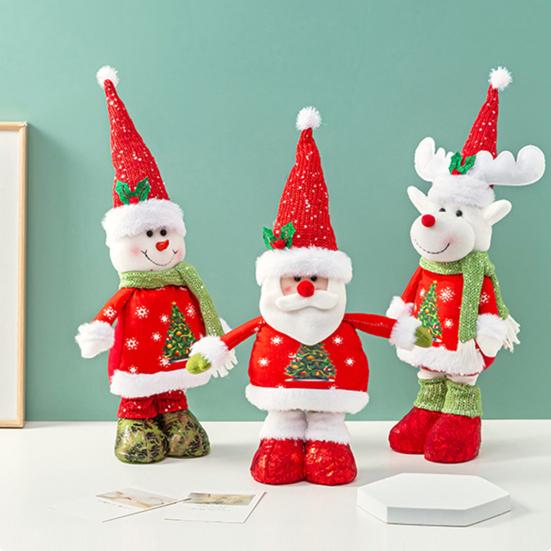 Рождественская кукла-украшение с выдвижными длинными ногами, плюшевая кукла Санта/Снеговик/Олень, игрушка, настольное стоячее украшение для подоконника, полки, каминной полки