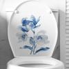 Blue Flower Floral Sticker Removable Self-adhesive Waterproof Wall PVC Living Room Bathroom Toilet Art Toilet Lid Decoration Decal
