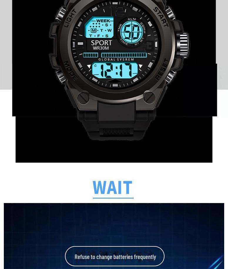 2024 Мужские и подростковые спортивные многофункциональные электронные часы