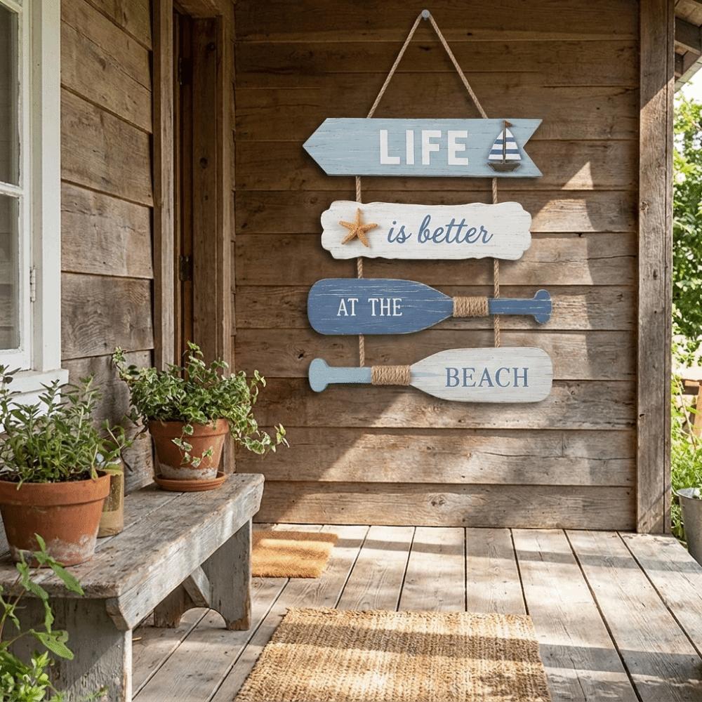 Flip Flop Shape Door Sign Marine Style Slipper Hanging Wall Hanging Pendant Garden Patio