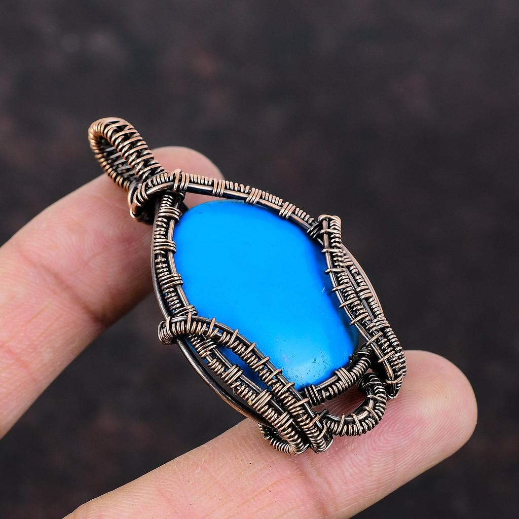 Спящая красавица бирюзовый драгоценный камень кулон медная проволока обернутый кулон медные украшения ручной работы Спящая красавица бирюзовые украшения для подарков