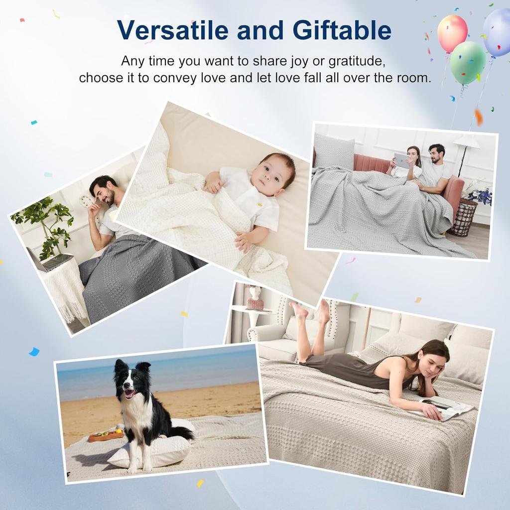 Knitted Throw Blanket with Tassels Bubble Textured Lightweight Throws for Couch Cover Home Decor