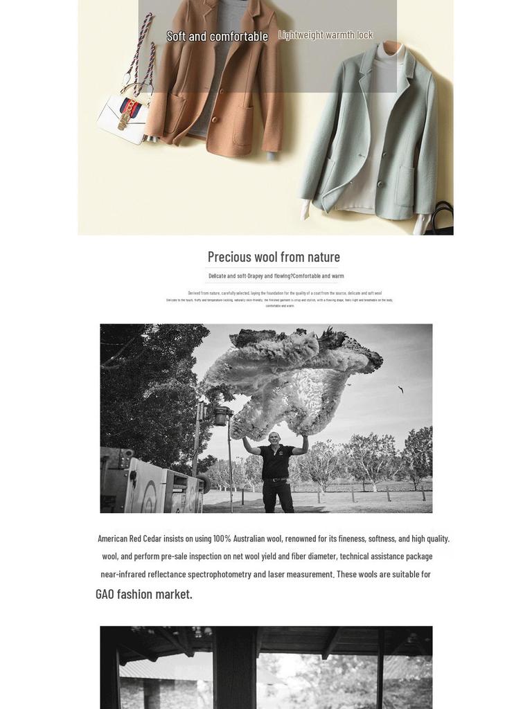 2025 Осень/Зима Женское Приталенное Короткое Пальто из Чистой Шерсти и Кашемира