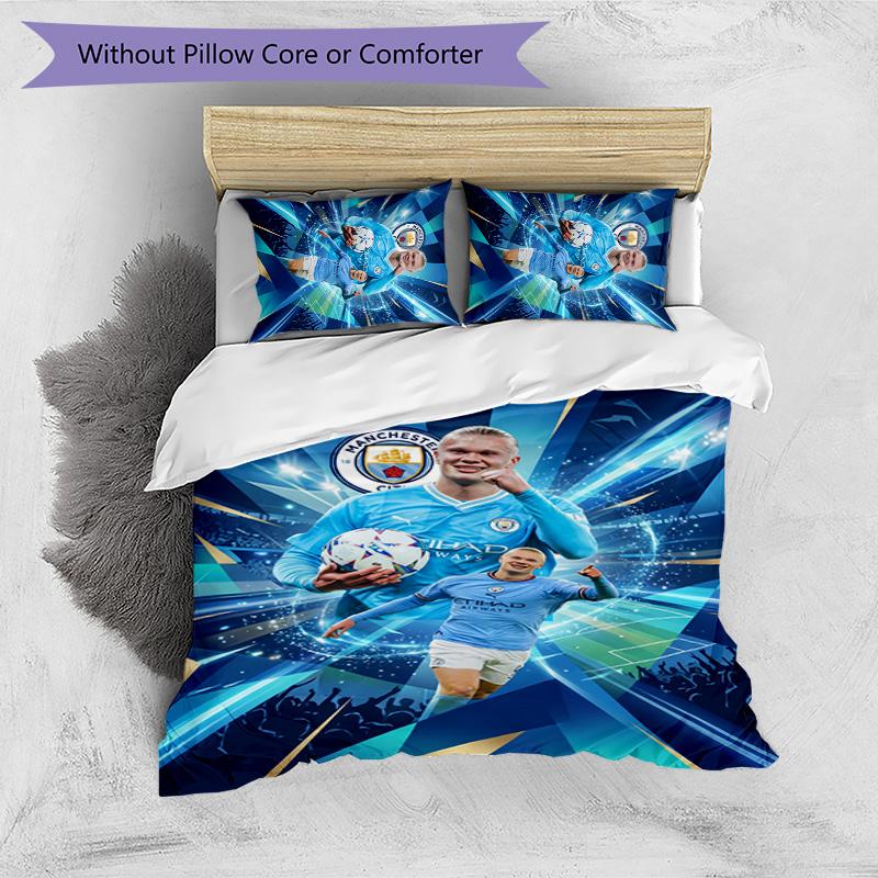 Erling Haaland Printed 3PCS Bedding Set Breathable Duvet Cover with Pillowcases Decorative Bed Linen for Bedroom Home