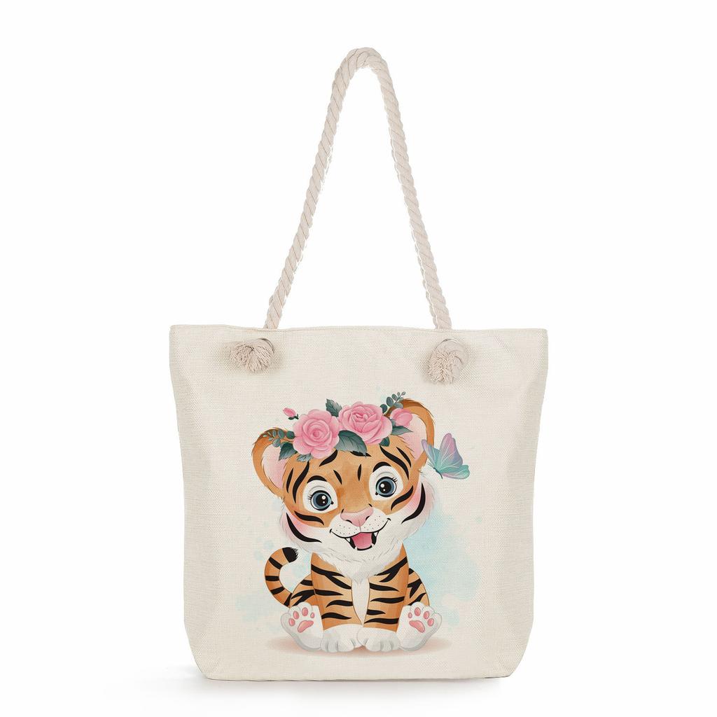 Многофункциональная Милые животные Принт Толстая веревка Плечо Пляжная сумка 7586