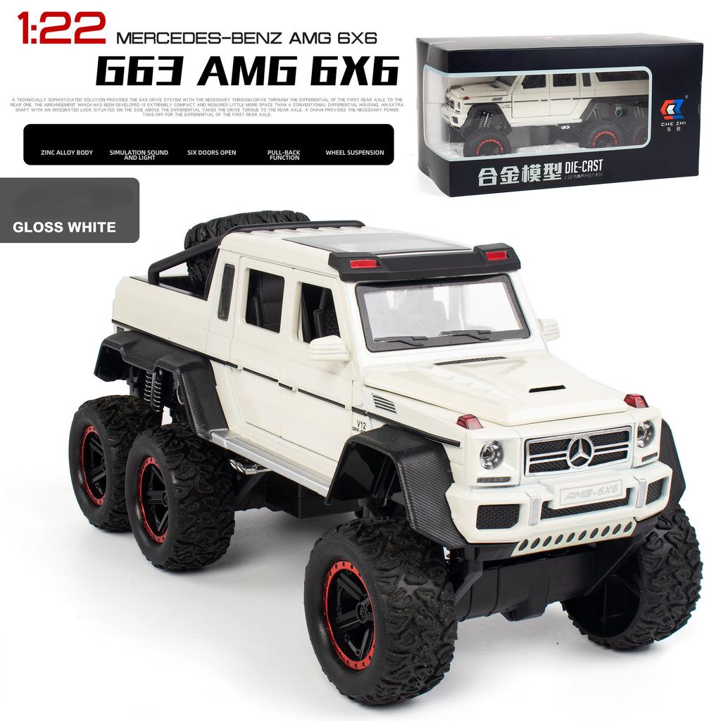1:22 Mercedes-Benz G63 AMG 6X6 Внедорожник SUV Модель Автомобиля из Сплава Металлическая Литая Игрушки Звук Свет Автомобиль Подарки для Детей A72