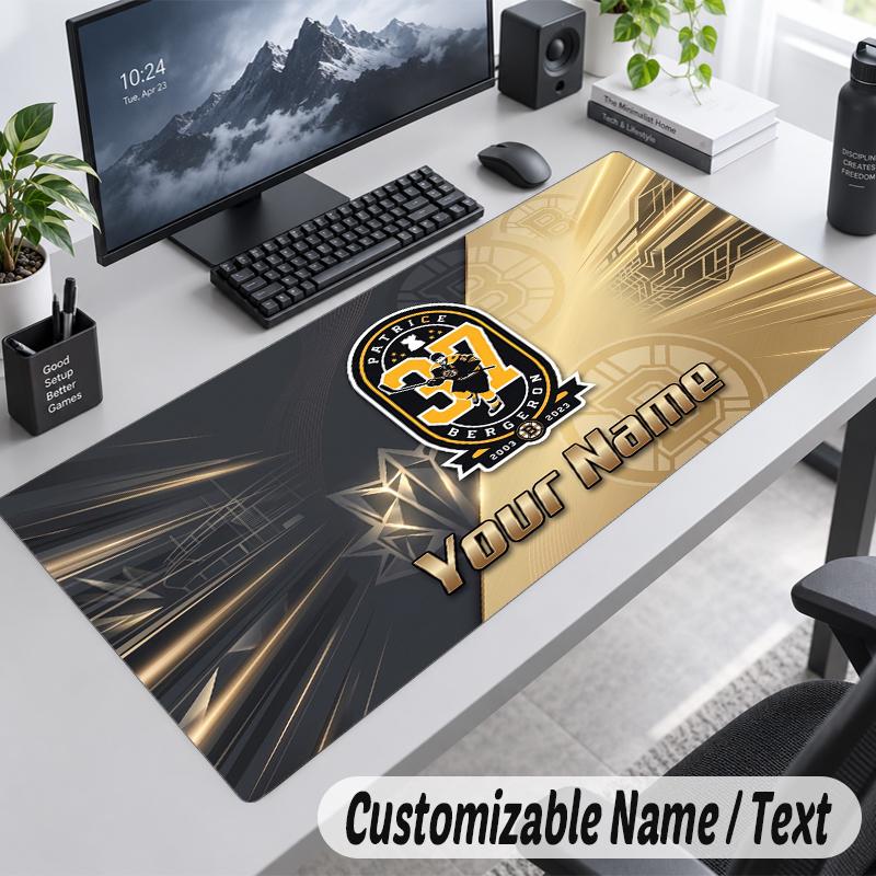 Custom Name Text Mouse Pad Boston Bruins Personalized Desk Pad For Work And Gaming