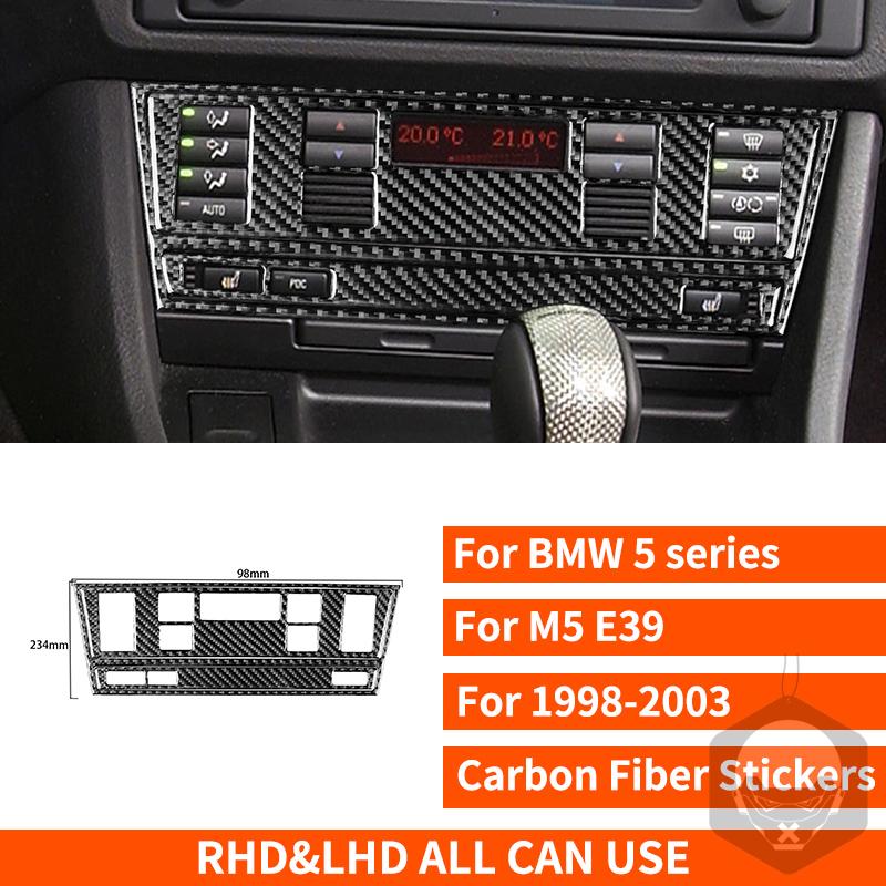 Для BMW 5 серии M5 E39 1998-2003 Наклейка из настоящего углеродного волокна Панель радио, кондиционера, CD, переключения передач, подъема двери Аксессуары для автомобиля ide Декоративные