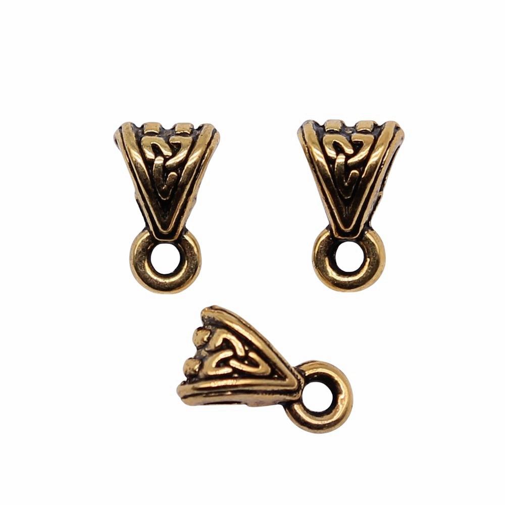 20pcs Beads Bails Jewelry Components Accessories Antique Gold Color Zinc Alloy 9X5X5mm