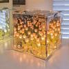 Handmade DIY Tulips Cube Mirror Lamp Soft Glow Easy To Install Romantic Tulips Flower Night Light Desktop Decoration