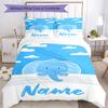 3pcs Custom Name A Elephant Bedding Set Duvet Cover Closure Includes 1 Duvet Cover & 2 Pillowcases, Soft and Comfortable for All Seasons.