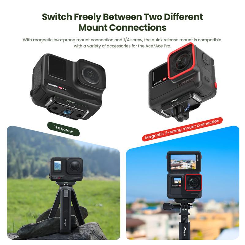 Для Insta360 Ace Pro быстросъемное крепление Snap-On Magnetic 2 Prong Mount и крепление с резьбой 1/4 для Insta360 Ace Pro / Insta360 Ace