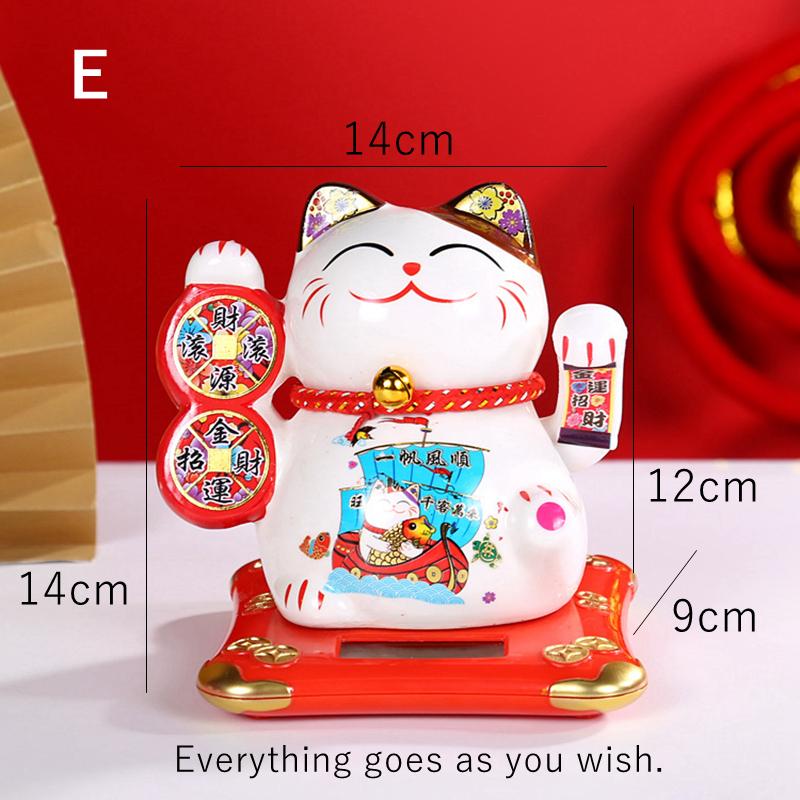 5,5-дюймовая керамическая статуэтка Манеки-Нэко на солнечной батарее, манящий кот, машущий рукой, украшение для счастливого кота, украшение для автомобиля, рабочего стола, котенок