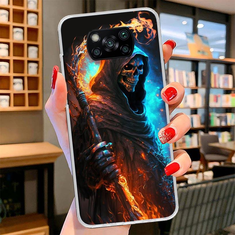 Reaper Skull Skeleton Gun Cover Phone Case For Xiaomi Poco F7 Ultra X7 X6 X5 Pro M7 Redmi 15C 15 13C 13 12C 12 10C 10 9A 9C 9T 9