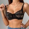 Большой размер Кружевной Ультратонкий Бюстгальтер Push Up Женское Сексуальное Прозрачное Кружевное Нижнее Белье с Вырезами Кружевная Вышивка Однотонный Бюстгальтер