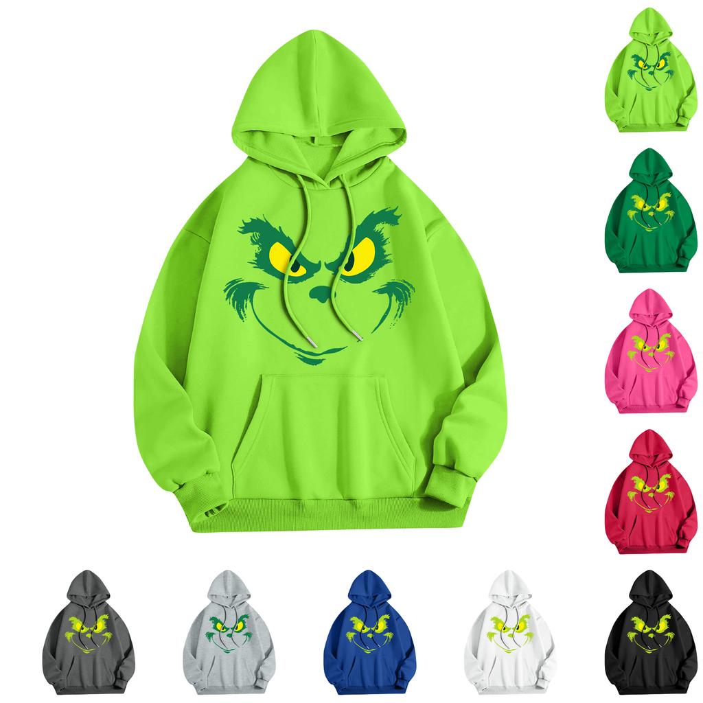 Женская модная повседневная толстовка с капюшоном и карманами с рождественским принтом