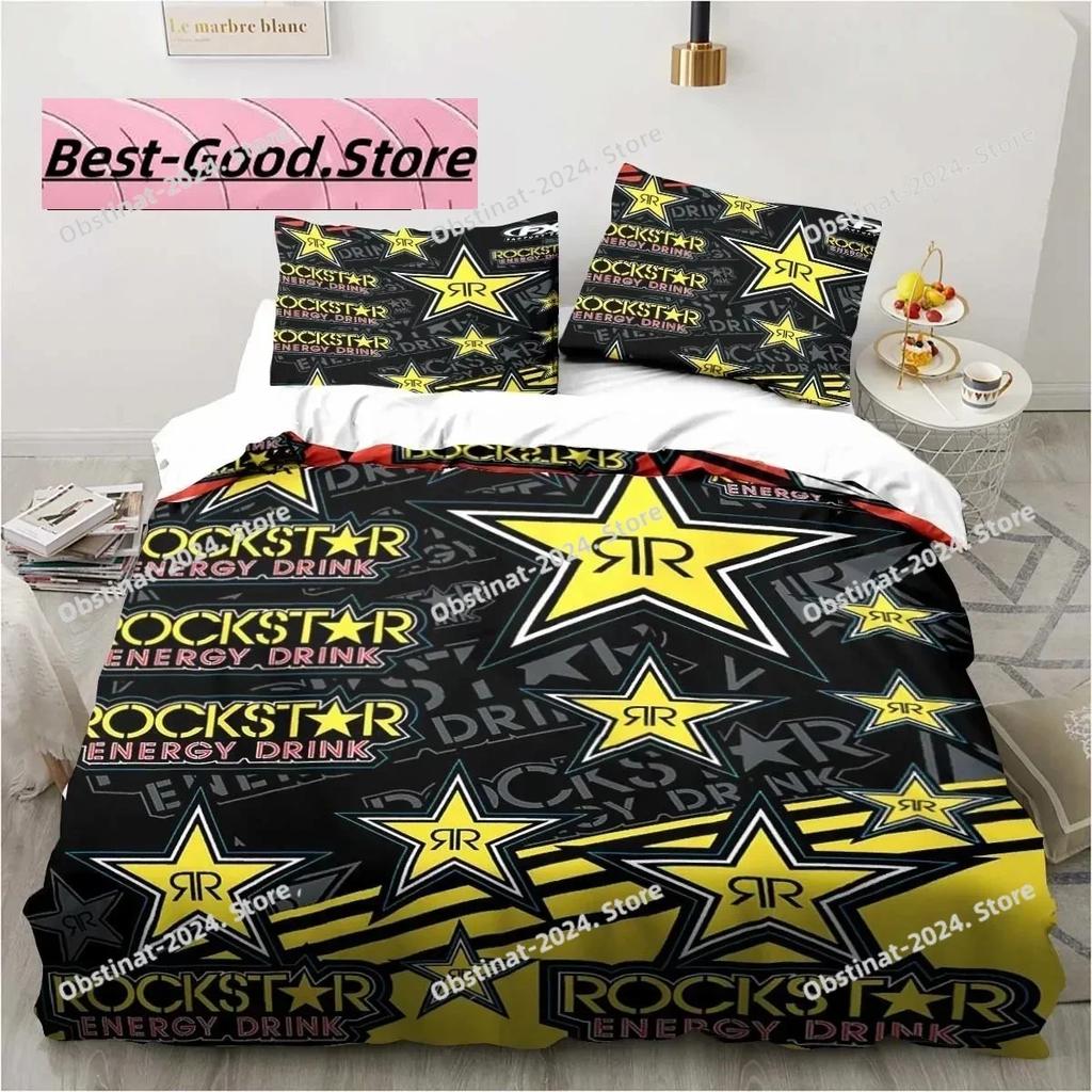 3D Печать Постельное белье с логотипом R-Rockstar Energy Комплекты Пододеяльник Наволочка Односпальный Двуспальный Queen Super King Размеры Комплекты