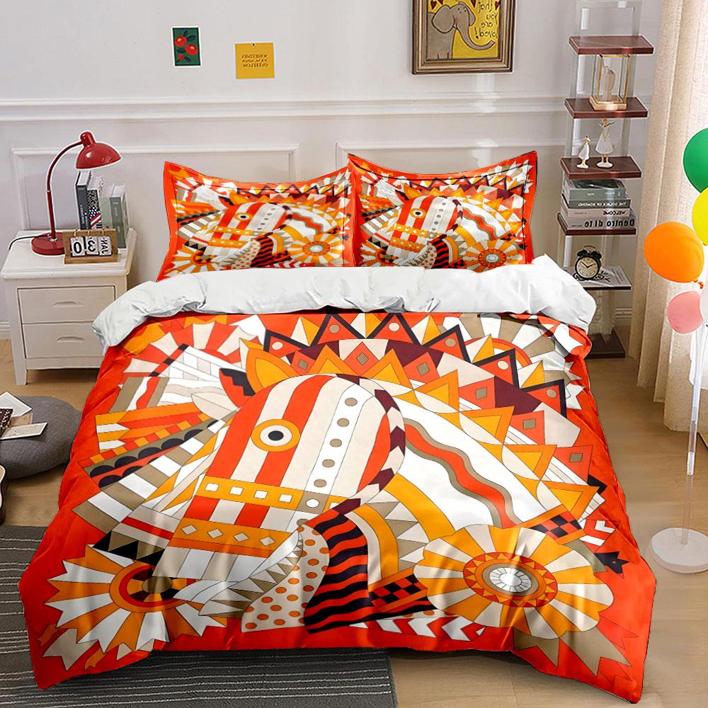 Colorful Geometric Horse Design Bedding Duvet Cover Set Duvet Cover Pillowcases (1 * Duvet Cover 2 * Pillowcases, without duvet insert)