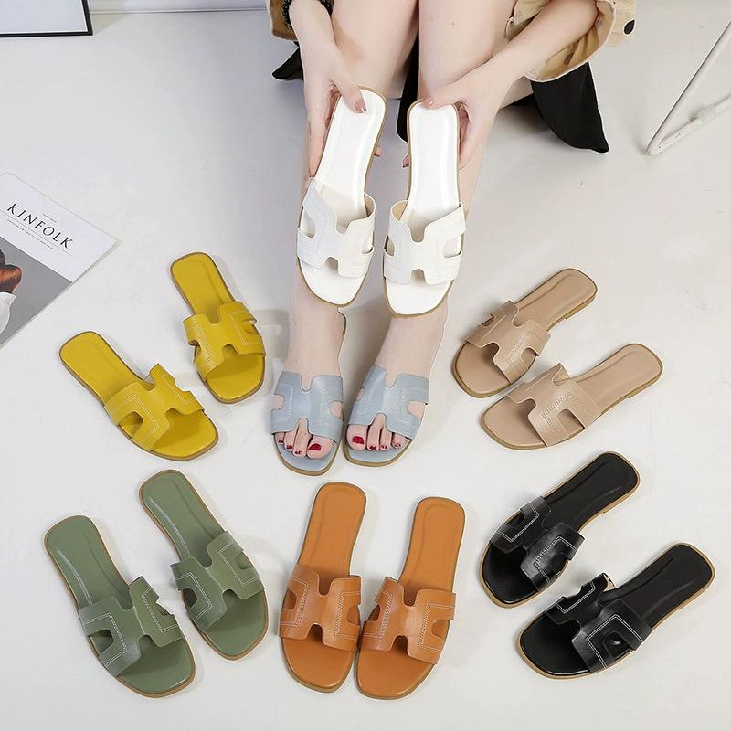 Большие размеры плоские повседневные тапочки женские летние новые пляжные тапочки