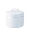 Nichi Nichi Dougu Enamel Round Storage Container with Inner Lid, Made In Japan, White, Small