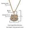 Fashion Sweet Hip Hop Jewelry Small Size Bling CZ Iced Out 5A Zircon Cute Cartoon Cat Pendant Necklace for Women Gift