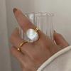 Golden Shell Ring Women's Luxury Bride Jewelry Fashion Simple Oval Geometric Party Accessories Gift