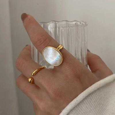 Золотое кольцо-ракушка для женщин, роскошные ювелирные изделия для невесты, модные простые овальные геометрические аксессуары для вечеринок, подарок