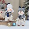 Christmas Snowman Doll Plush Toy Stuffed Snowman Figurine Xmas Ornaments for Home Decorations Tabletop Centerpieces Fireplace Party