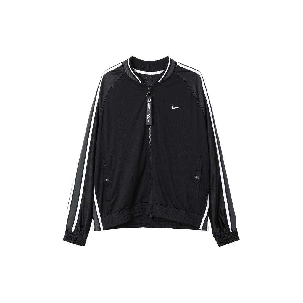 Nike Premium Logo Print Striped Color-Block Basketball Jacket Men Jackets Black DX0348-010