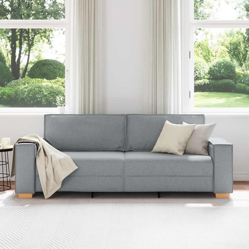 3 Seater Sofa Light Grey 180 cm Fabric
