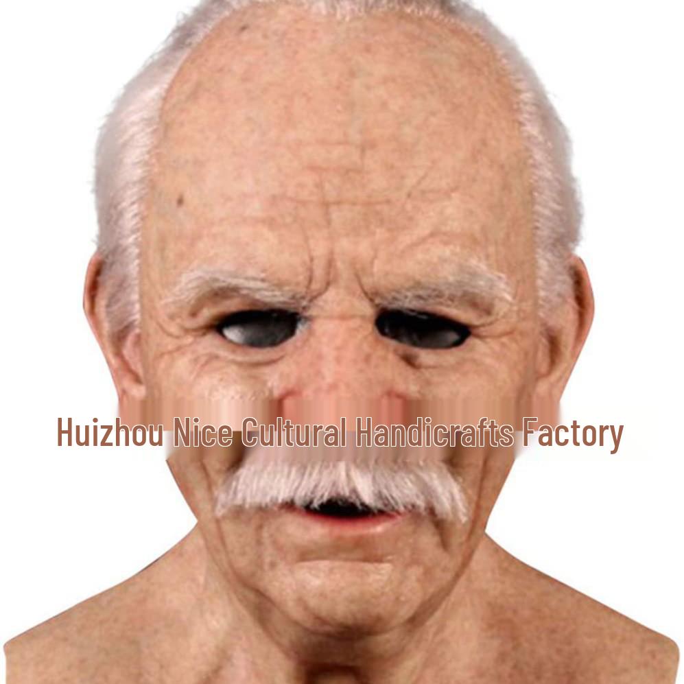 Crying Child Latex Mask with Wig - Handsome Guy Style Halloween Old Man and Young Person Face Mask
