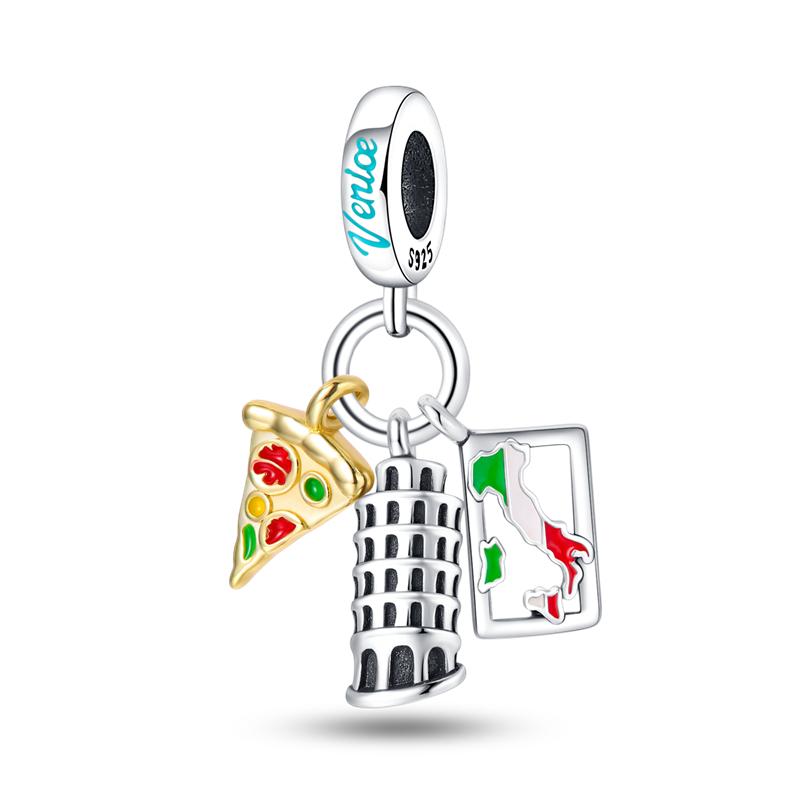 Copper Color Eiffel Tower Famous Attractions Series Charms Bead Fit 3Mm Original Bracelets Diy Jewelry Souvenir Gift