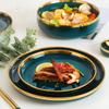 Nordic Style Simple Gold Painted Ceramic Tableware Steak Western Food Plate Fruit Plate Tableware