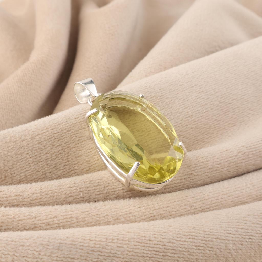 Подвеска из серебра 925 пробы с драгоценным камнем лимонный топаз, ожерелье ручной работы из стерлингового серебра, женские украшения, подарок для нее PP-64-7
