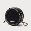Trendy Women's Rhomboid Lattice Crossbody Bags Fashion Small Round Single Shoulder Bags Casual PU Leather Zipped Handbags